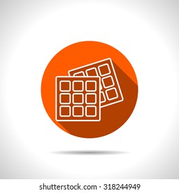 Vector belgian waffles orange icon with flat shadow 