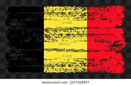 Vector Belgium flag in grunge style on transparent background