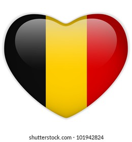 Vector - Belgium Flag Heart Glossy Button