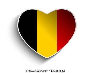 Vector - Belgium Flag Heart Paper Sticker