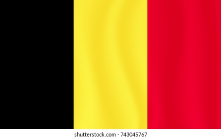 Vector belgium flag, belgium flag illustration, Flag of belgium waving in the wind.