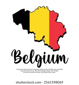 Vector Belgium flag or map banner Belgium flag with white background Vector illustration design Belgium independence day banner design 