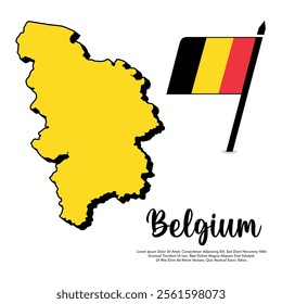 Vector Belgium flag with map banner  Belgium flag Vector illustration design or Belgium independence day banner design