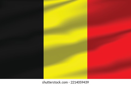 Vector Belgium Flag Waving Realistic Flowing Flags