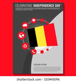 Vector Belgium Independence Day Flyer template. Creative Brochure Title Page. National Day Leaflet design element. vector illustration