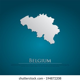 vectorial Bélgica papel de tarjeta de mapa sobre fondo azul, alto detalle