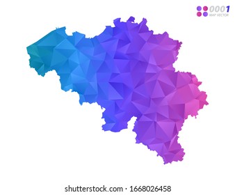 Vektorillustration Belgien kartographiert bunter Polygondreieck Mosaik mit weißem Hintergrund. Farbverlauf.