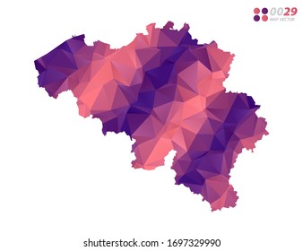 Vector of Belgium map colorful polygon red triangle mosaic with white background. style gradient.
