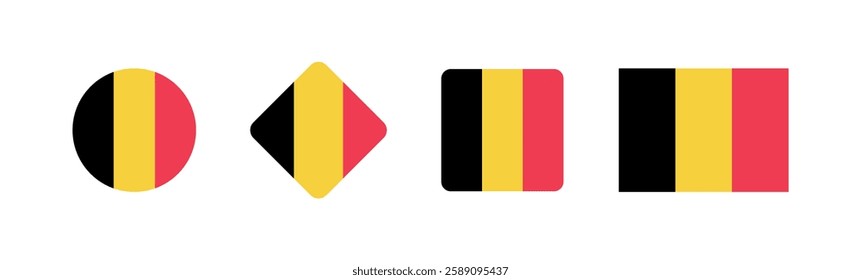 



Vector Belgium National Flag icon collection. Flag set of Belgium various styles.
