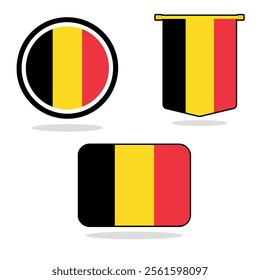 Vector Belgium set of flag banner Belgium flag with white background Vector illustration design Belgium independence day banner design