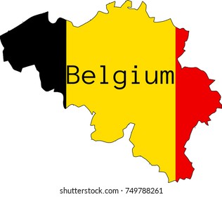 Vector Belgium silhouette, painted in colors of national flag
