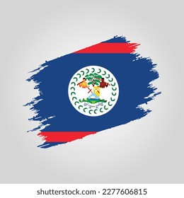 Vector Belize flag Brush stroke with grunge background template