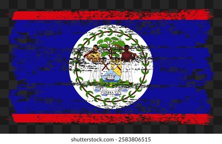 Vector Belize flag in grunge style on transparent background
