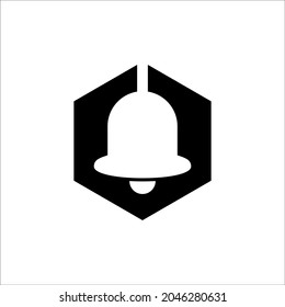 campana vectorial y hexágono en color negro