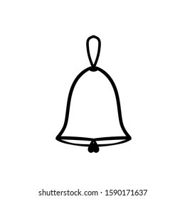Vector bell illustration. Coloring book page element.