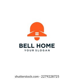 diseño de logotipo de campana vectorial con casa