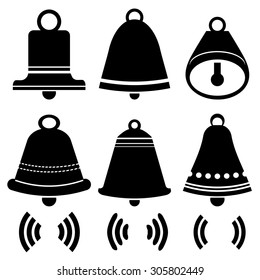 Vector Bell Silhouettes  Icons Isolated on White Background