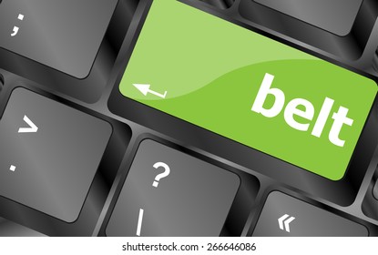 vector belt word on keyboard key, notebook computer button