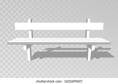 Vector Bench isolated. Set Park white bench illustration on transparent background.