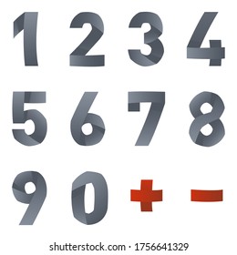 Vector bended font. Latin alphabet Numbers and symbols. Bended letters alphabet. Latin font. Vector illustration image.  Numbers and symbols.