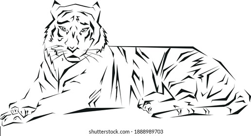 
vector bengal tiger black and white silhouette