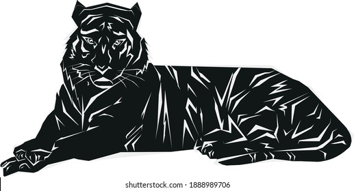 
vector bengal tiger black and white silhouette