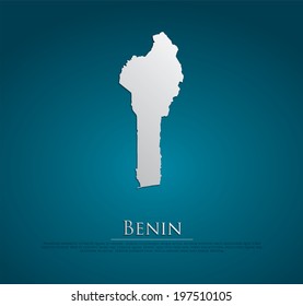 vector Benin Map card paper on blue background, high detailed