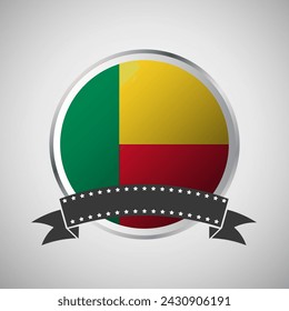 Vector Benin Round Flag Banner Vector Illustration