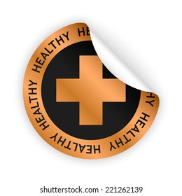 vector bent sticker with symbol of healthy product
