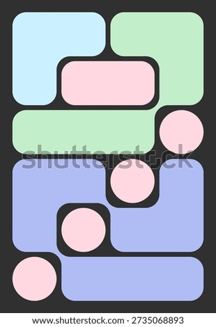 Vector Bento Grid Poster With Simple Rectangles, Squares, Rounded Tiles And Blobs. Minimal Y2K-Inspired Layout For Modern Graphic Design