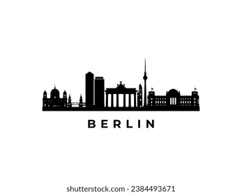 Esquina del Vector de Berlín. Viajar por los famosos monumentos de Berlín. Concepto de negocio y turismo para presentación, banner, sitio web.