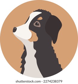 Vector Bernese Mountain dog avatar. Cute cartoon pet. Domestic animal