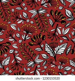 Vector berries cartoon seamless pattern. Summer and autumn theme. Perfectly for interior, wrapping paper, bed linen, textile, fabric, cover, wallpaper, fashion, kids clothing, packaging, decor, prints