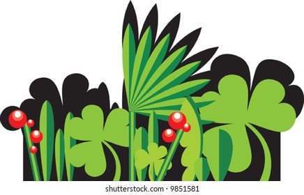 Vector berries and clovers as a symbol of Patrick day