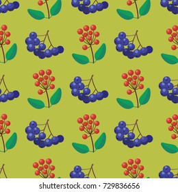 Vector berries seamless pattern vegetarian berry food with branches background illustration