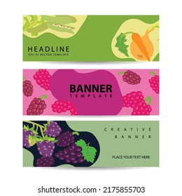 Vector berry banner and vegetable background with design for natural health product