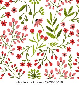 Vector berry forest pattern for children and festive summer and spring days. For paper, curtains, fabric, wallpaper, bags, notebooks. A bright, festive, seasonal pattern.