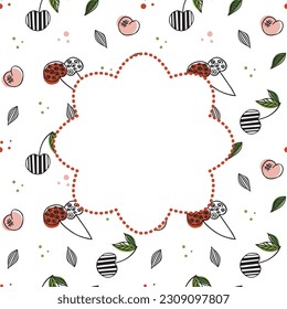 Banners verticales de berry vectorial. Frambuesa, cereza, fresa, grosella negra. Diseño para dulces y pasteles llenos de bayas, dulces, menú de postres, productos de salud. Con lugar para el texto