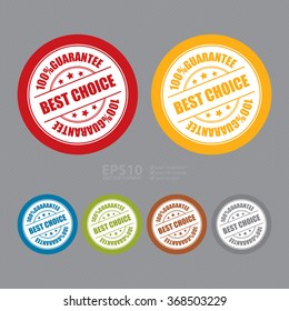 Vector : Best Choice 100% Guarantee Campaign Promotion, Product Label, Infographics Flat Icon, Sign, Sticker