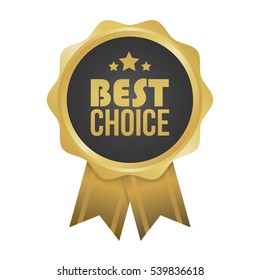 Vector Best Choice Gold Sign, Round Label.