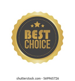 Vector Best Choice Gold Sign, Round Label