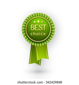 Vector best choice green label with ribbons. EPS10