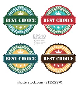 Vector : Best Choice Icon, Badge, Sticker or Label Isolated on White Background