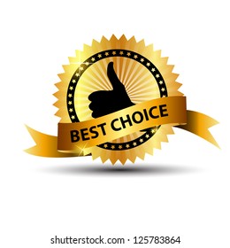 Vector best choice  label with gold ribbon.
