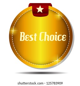 Vector best choice  label with red ribbon.