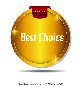 Vector best choice  label with red ribbon.