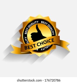 Vector best choice  label with red ribbon.