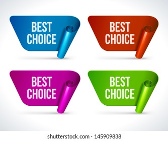 Vector best choice labels set. Transparent shadow easy replace background. 