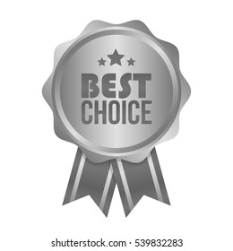 Vector Best Choice Metal Silver Sign, Round Label.