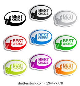 Vector best choice oval bubbles with gesture hand